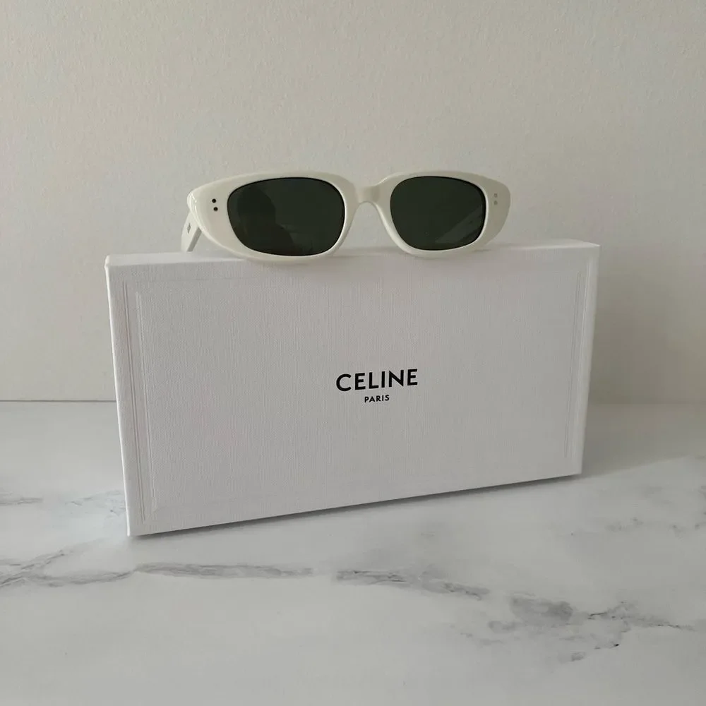 CELINE EYEWEAR  Oval acetate sunglasses white - Picture 9 of 9